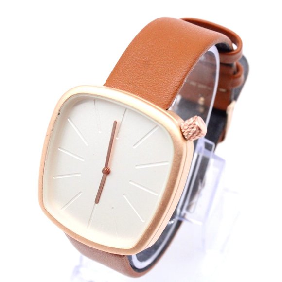 Ok Time Accessories - Ok Time Watch Irregular Rose Gold Tone Dial Faux Leather Strap Analog Quartz